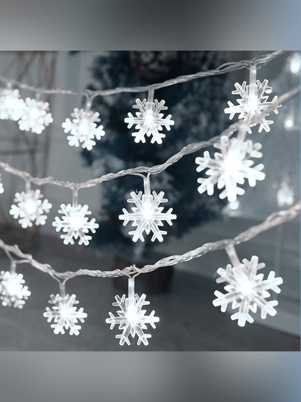 NWT 20 Ft 40 LED Snowflake String Lights Battery Operated Waterproof